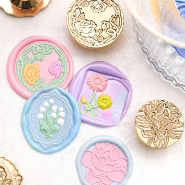 Lily-Blomst voksforseglingsstempel Blomst voksforseglingsstempelhoved til invitationskort null - H