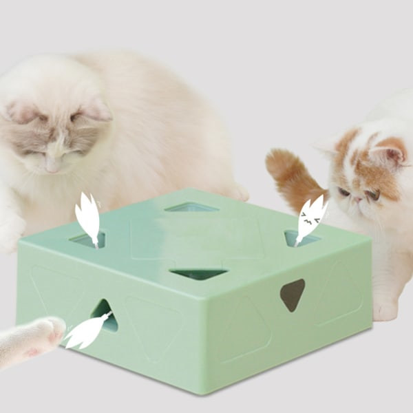 Interaktiv kattfjäderleksak för kattpinne, fjäderretande huvud med miniklocka för inomhuskatter, kattunge, lek