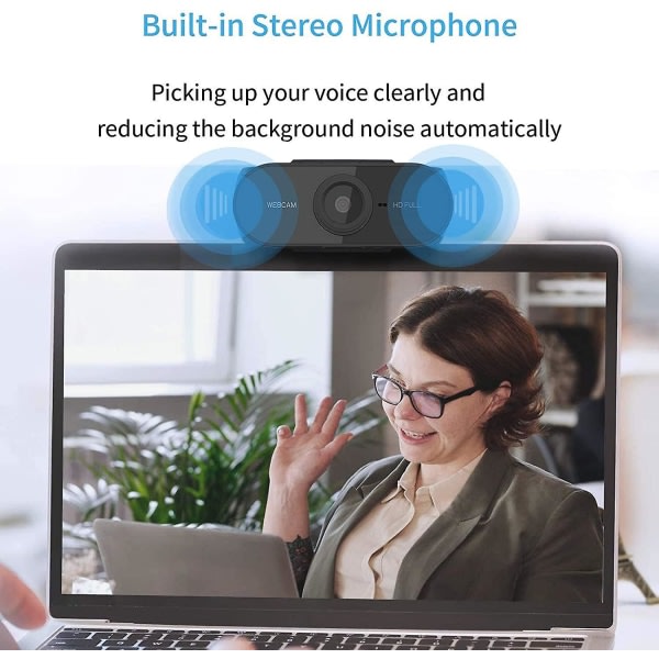 1080p webbkamera med mikrofon Full HD multikompatibel webbkamera mikrofoner Streaming webbkamera USB -datorkamera for PC-samtaler
