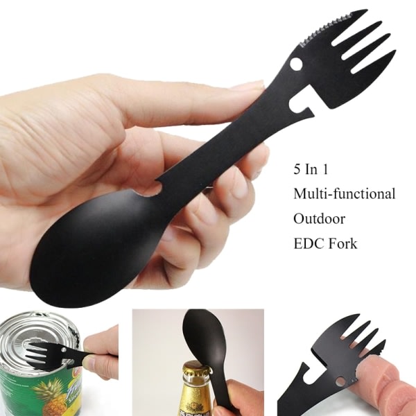 Udendørs Overlevelsesværktøjer 5 i 1 Camping Multifunktionelt EDC-kit Sort én størrelse Black one size