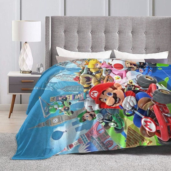 Mjuk och Mysig Lättviktsfilt Mario Flanell Micro-fleece Soffa och Sängfiltar i Mikrofiber 50x40in 125x100cm