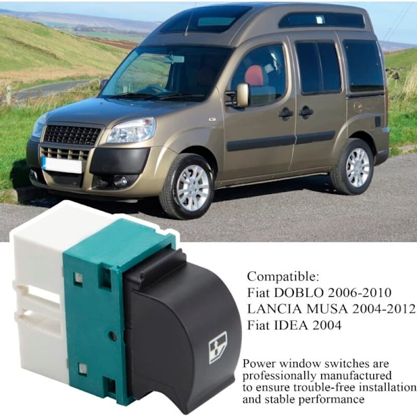 Elektrisk vindusbryter for Fiat Doblo, Idea, Lancia Musa - Høyre side 735417033A