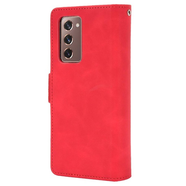 Fodral i skinn med flere kortplasser og stativ til Samsung Galaxy Z Fold2 5G Re Red Samsung Galaxy Z Fold2 5G