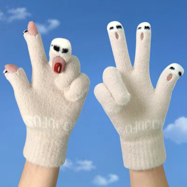 Helfingerhandskar är varma tjocka och lämpar sig för män och kvinnor Beige