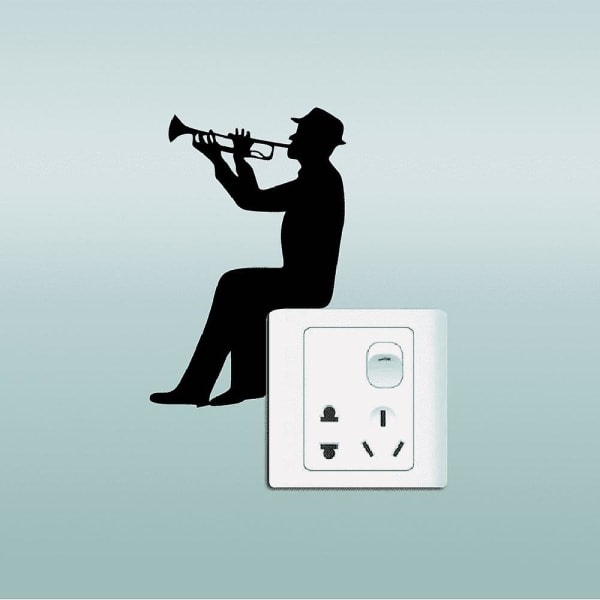 Musik Silhouette Light Switch klistermærke Trompet vægdekal