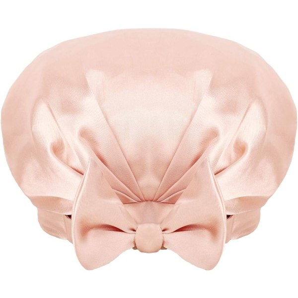 Cap Återanvändbar, Cap med bandbåge överdimensionerad stor design med vattentät utsida för alla hårlängder, perfekt för flickor Spa hemmabruk (beige)