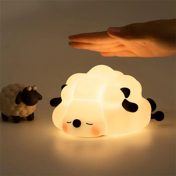 LED Natlys Søde Får Panda Kanin Silikone Lampe USB Genopladelig Timing Sengekant Dekoration Børn Baby Natlys Fødselsdagsgave HuaHua Panda