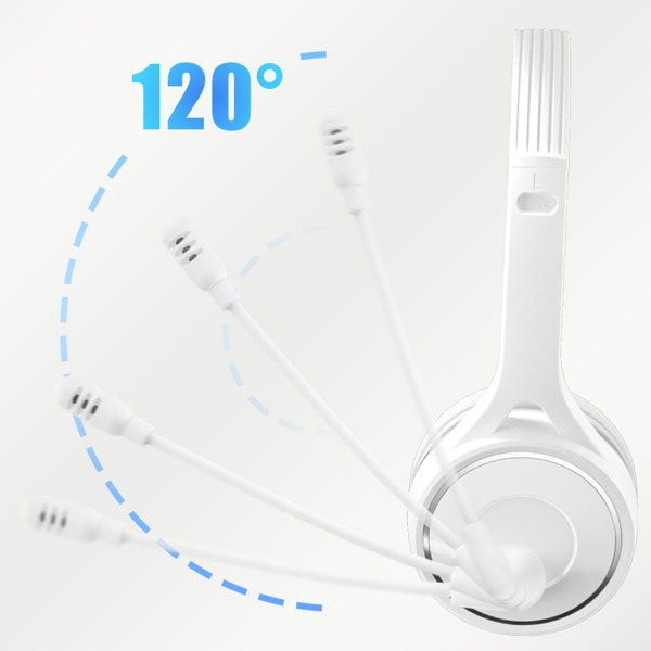 Headset Trådløs Bluetooth 5.1-hovedtelefoner til at lære forretningshovedtelefoner med mikrofonstøtte TF-kort Android og IOS Hvid Vit