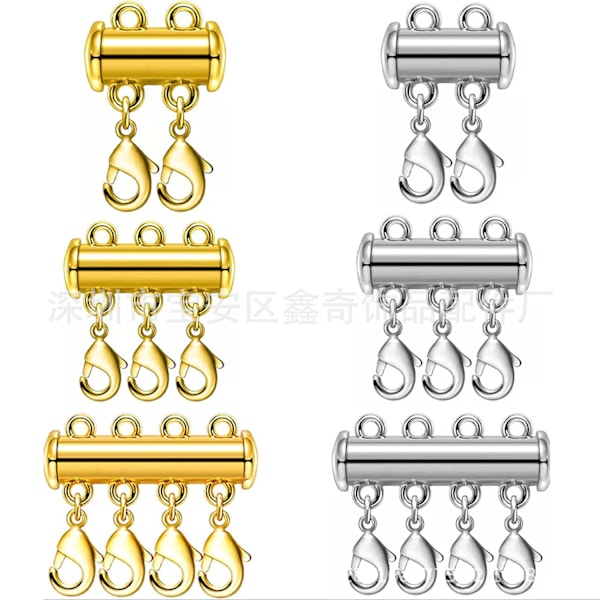 Golden Spring Spænde 2-Pak Magnetiske Halskædelåse til Multi Glide Tube, 5 Rækker Golden spring buckle 5 rows