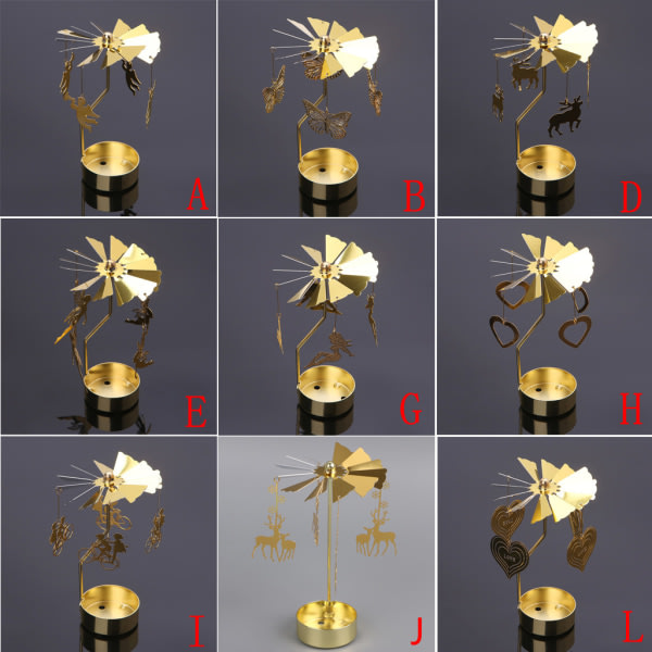 Pyörivä kynttilänjalka metallinen pyörivä teevalo Romanttinen kynttilänjalka koriste hääjuhliin Joulujuhla koristelu null - L