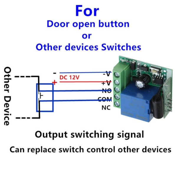 Trådlös fjärrkontroll för DC 12V 1-kanals multifunktionsfjärrkontrollbrytare med 2 RF-fjärrsändare 2-knappar