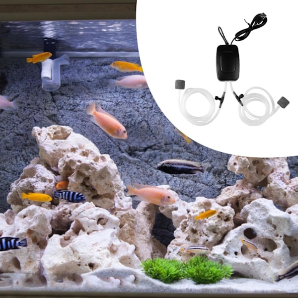 Akvarieluftpump, uppladdningsbar och tyst, bärbar bubbelsyrepump för fisktransport och akvarier Svart