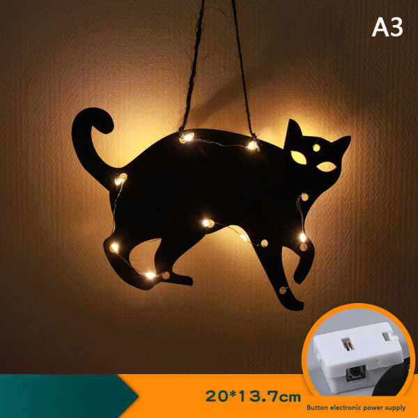 Hjemmedekorasjon for Halloween LED Lys Pumpe Flaggermus Skjelett A3