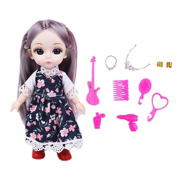 14 rörliga leder 1/12 Babydocka 3D-ögon Modeleksak Flickor Present DIY-tillbehör