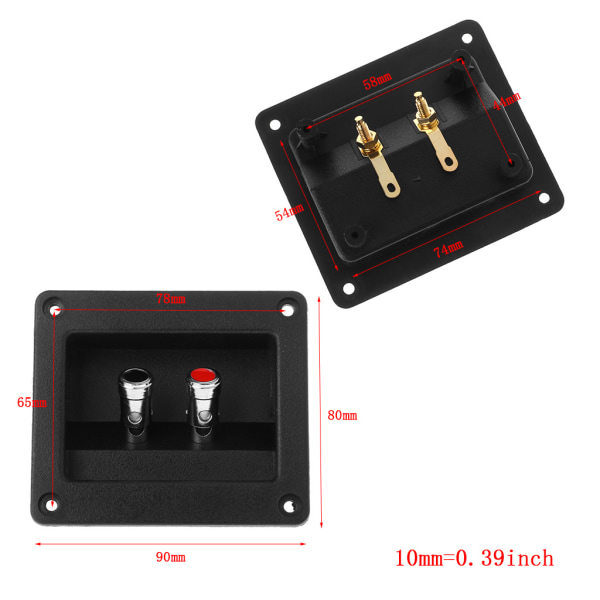 Kopplingskopplingsdelar 92x79mm för Express Isolerad Bindningspost Guld Bananjack Sänkt Subwoofer Högtalare Bo
