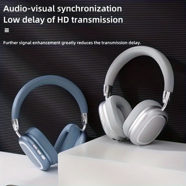 Langattomat, taitettavat, melunvaimentavat metalliset kuulokkeet, lahja Mobile Universal korttipeli Low Latency HIFI puhelu nahka mukava hopea Silvery