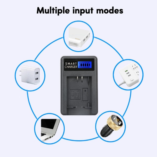 Kompakt ABS-kamera batterilader med LCD-skærm til 13L G5X G7X kamera - Alsidig opladningsmulighed USB-lader