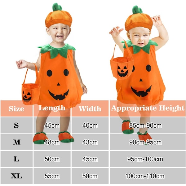 Lasten Kurpitsaasu - Halloween-mekko 100-110 cm, Ihanteellinen Cosplaylle Pumpkin XL-110 cm