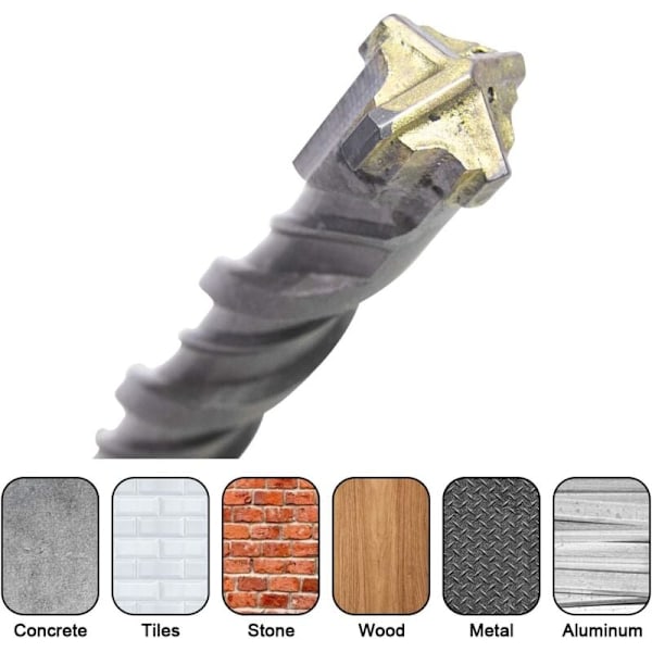SDS-Plus Bor til Beton 9 stk, 5mm 16x160mm, til Murværk Mursten Sten Metal