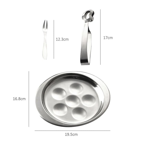 Ruostumattomasta teräksestä valmistettu etanalautanen Escargot-setti 6 lokeroa etanalautanen pihdeillä ja haarukalla