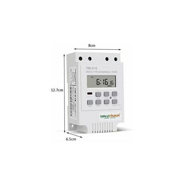 1x TM616 Timerrelæ, 12V Timer Elektrisk Ugentlig Digital Timer Switch med LCD Digital Display - Hvid