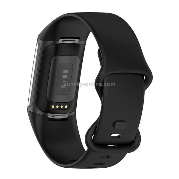 För Fitbit Charge 5 Silikon Watch Band Svart L Black L