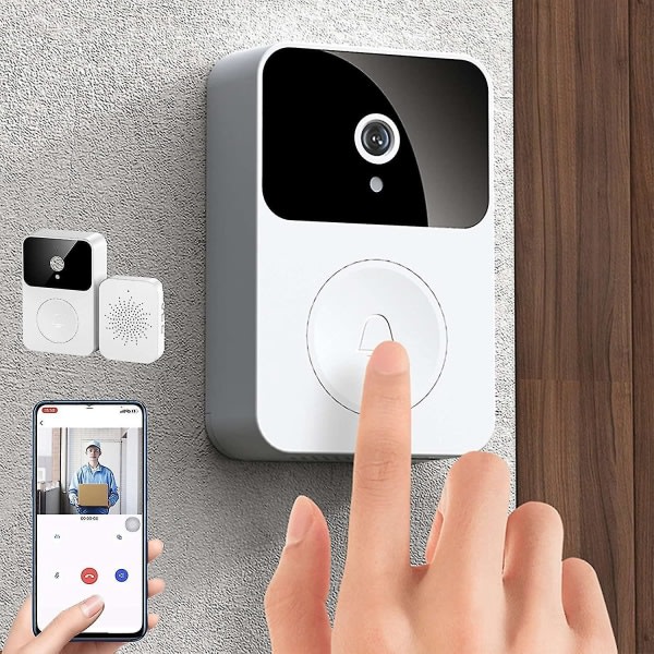 Smart Videodörrklocka Hemintercom, Smart Trådlös Fjärrkontroll Videodörrklocka, HD Nattseende Wifi Laddning Stöldskydd Dörrklocka