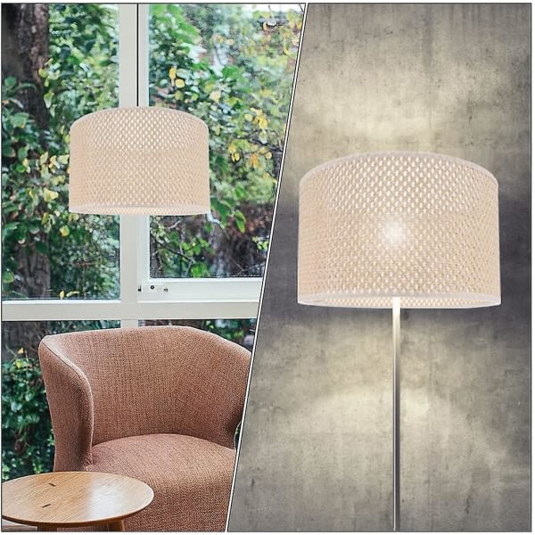 Store lampeskærme, tromlelampeskærm Modern stil E27 cover Mode vævet lampeskærm Bordlampe lampeskærm