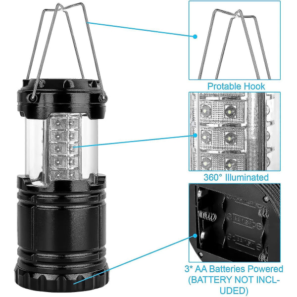 2st LED Campinglykt 30 LED Vanntett LED Campingfakkel Bærbar Lommelykt for Utendørs Nødvandring Nattfiske og Jakt Qd Best