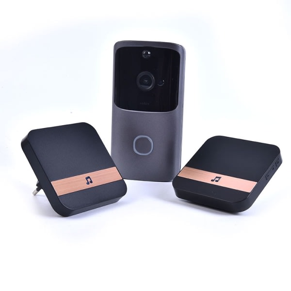 Trådlös WiFi Videodörrklocka Smart Dörr Intercom Säkerhet 720P Svart EU Black EU