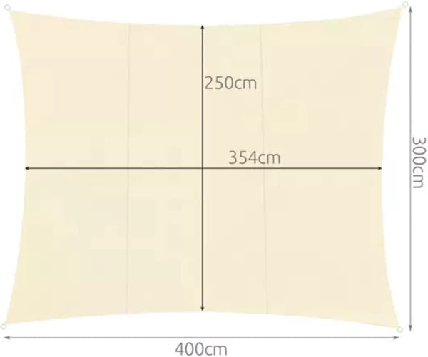 Solskyddssegel 3x4m Beige Vattentät Polyester Rektangulär Markis med UV-skydd för Trädgård Uteplats Camping Utomhus