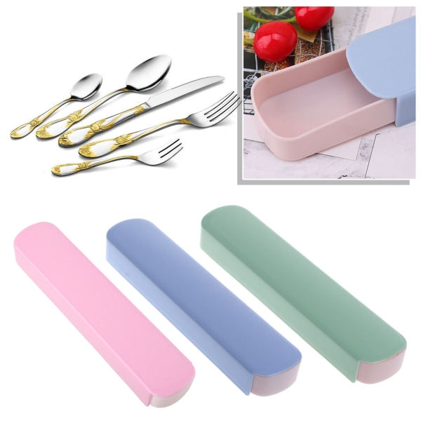Cutlery-säilytyslaatikko, matkakäyttöön, tarvikkeiden säilytykseen, syömäpuikot, lusikat, vaaleanpunainen