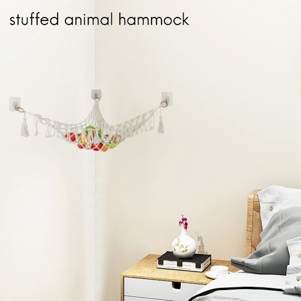 Boho Leksakshängmatta för Gosedjur, Förvaringsnät för Barn, Perfekt Present till Pojkar & Flickor