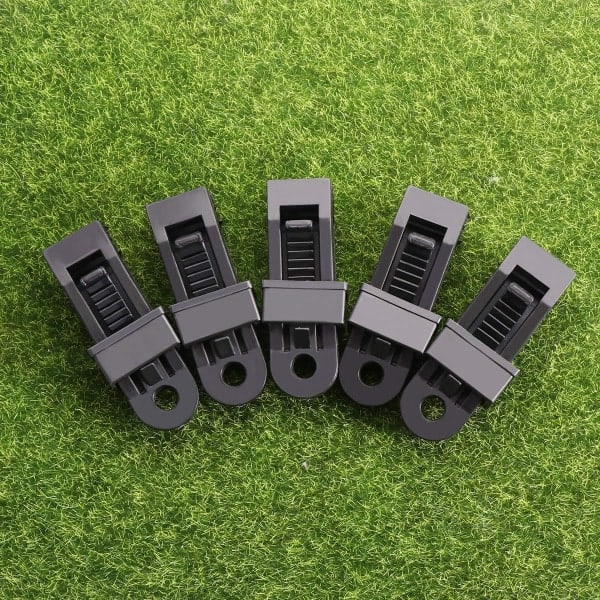 Paket med 12 presenningshållare Tältklämmor Plast for Säkringsklämma udendørs (svart)