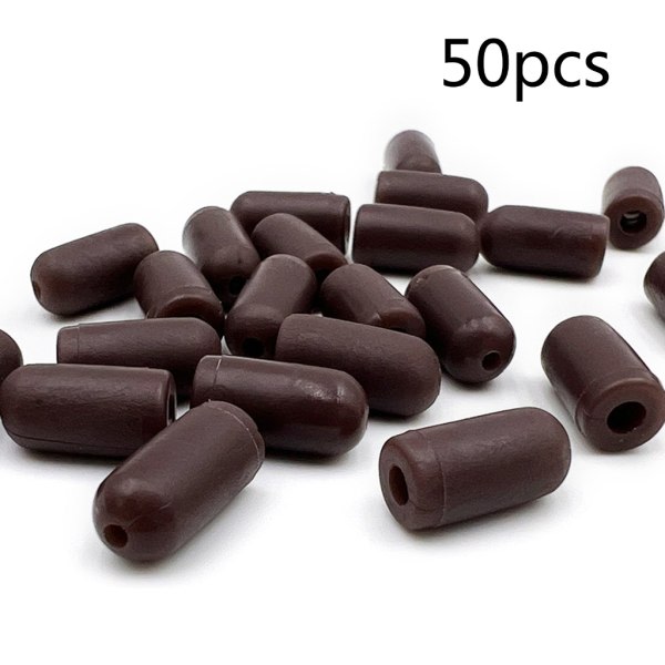 50 stk Bløde Plast Fiskeperler 12 mm Cylinderformet Flydende Fiske Rigging Perler Fiske Lokkeperler Fiskesnor Perler Brun