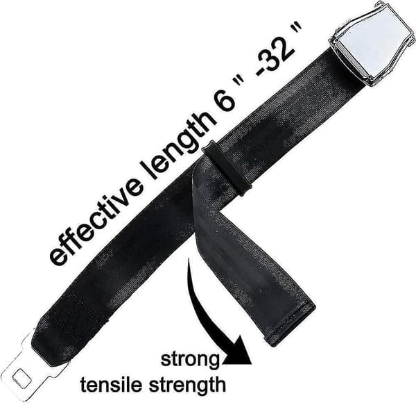 Säkerhetsbältesförlängare Kompatibel med Flygplan E4 Certifierad, Justerbar från 20 cm till 80 cm