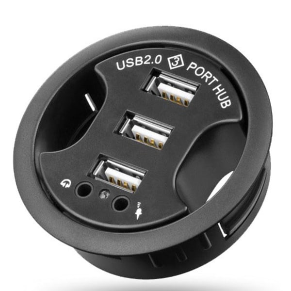 USB 2.0 Hub Montering In-Desk Multi Splitter Multi USB 2.0 Ports Power A