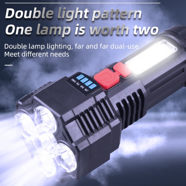 5-kärnig superljus laddningsbar ficklampa utomhus hem portabel 5 h