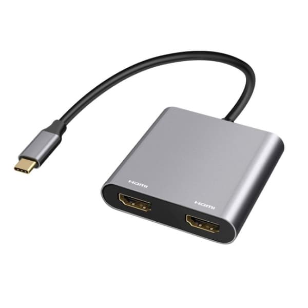 Adapteri - USB-C - 2x HDMI Harmaa