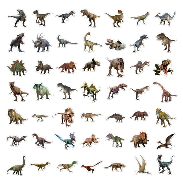 Jurassic Dinosaur Stickers 100 - Matkalaukku, Rullalauta, Kannettava tietokone, Vedenpitävät lasten dinosaurus-tarrat 50pcs