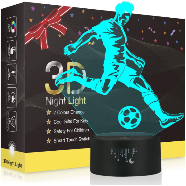 Nattlampa för fotboll navetta, LED-lamppu 3D optinen illuusio