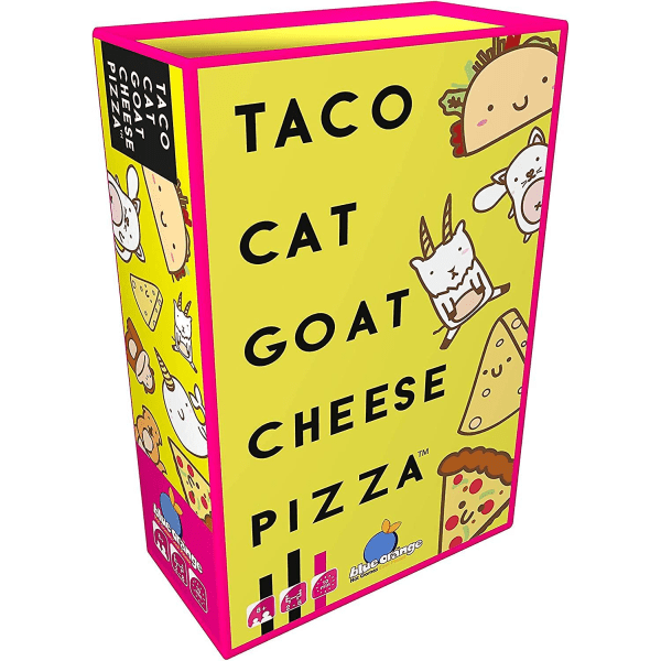 Blå Orange | Taco Cat Goat Ost Pizza | Kortspel | Åldrar 8+ | 2-8 spelare | 10-30 minuters speltid gul
