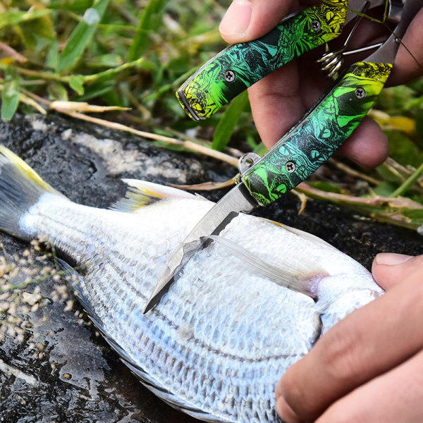 Fiske Tång Sax Fiske Disgorgers Linfiske Tillbehör Havsfiske Multiverktyg Set med Slida Camouflage