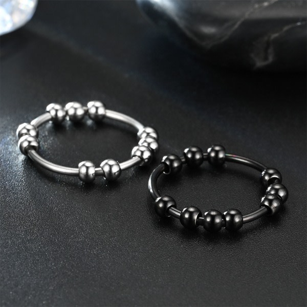 Personlighet Rotert Perle Ring Angest De-stress Finger Ring Anti-Angst Ring for Kvinner Menn Fidget-Ringer Smykker Stål Farge - 6