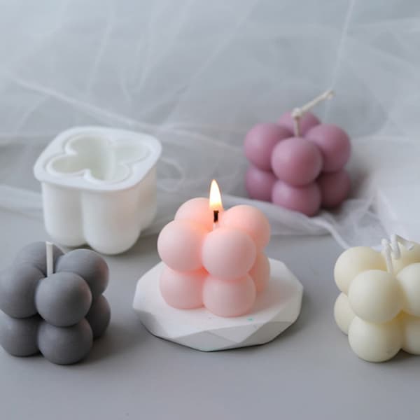 Silikonboblelysform for DIY-lys og gipsfremstilling, hvit