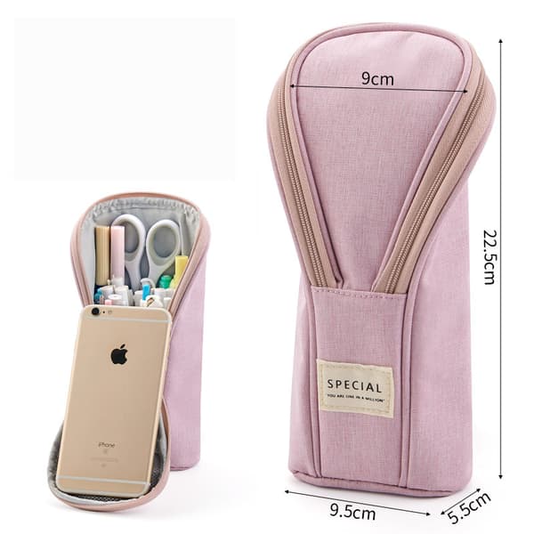 Multifunctional Creative Three-dimensional Solid Color Large Capacity Pencil Case (Pink)