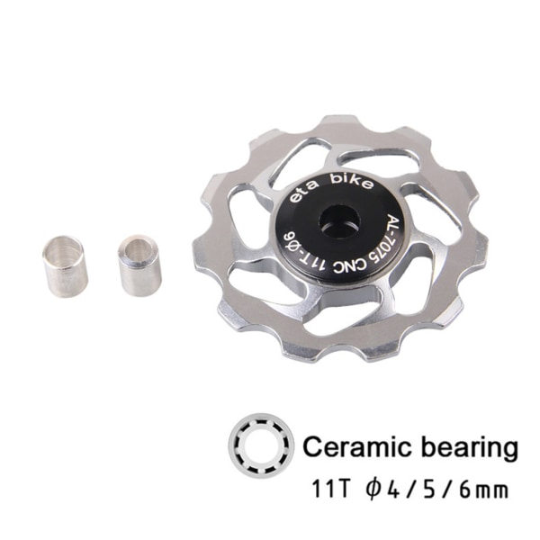 11T aluminiumlegering 7075 forseglet lager for Jockey Wheel Bakre remskivehjul for Shimano Sram Bakre derailleur Etc Svart
