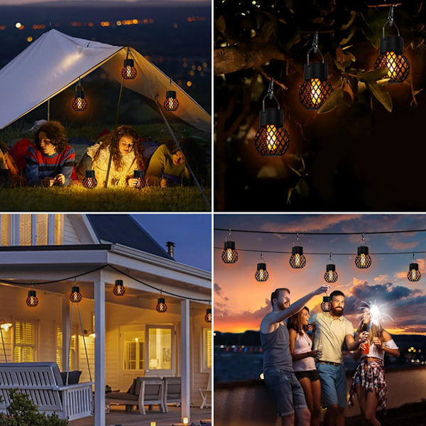 Utomhus hängande solcellslampor, 8-pack sol trädgårdslampor, 8 LED sollampor utomhusbelysning IP65 vattentät