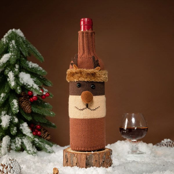 Jultomte Snögubbe Vinflaskaöverdrag Festbord Dekoration Gåva 3