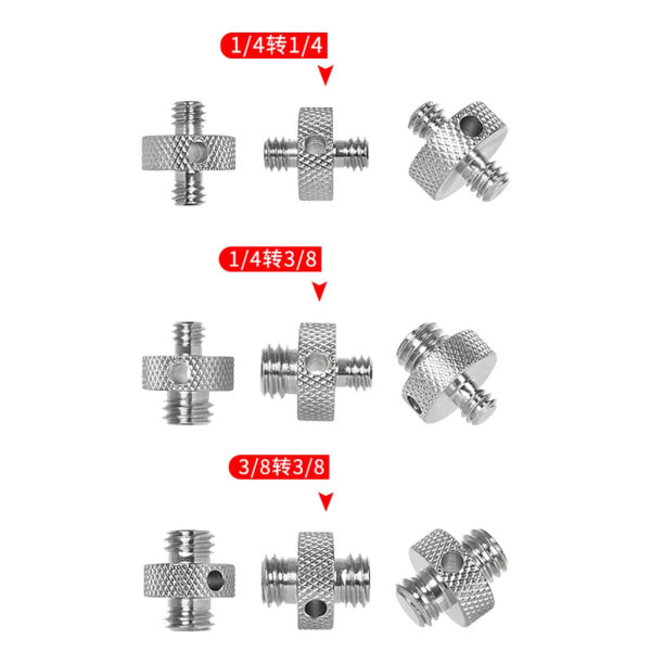1/4\" - 1/4\" 1/4\" - 3/8\" 3/8\" - 3/8\" uroskierteinen sovitin kameran jalustaan - C